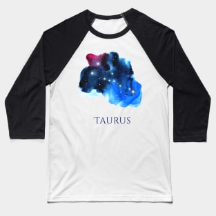 Taurus Zodiac Sign - Watercolor Star Constellation Baseball T-Shirt